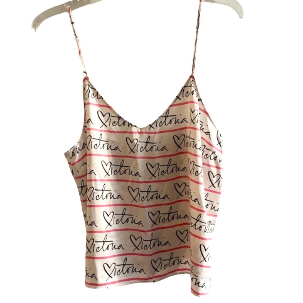 White VS logo pattern spaghetti strap sleep cami pajama top L